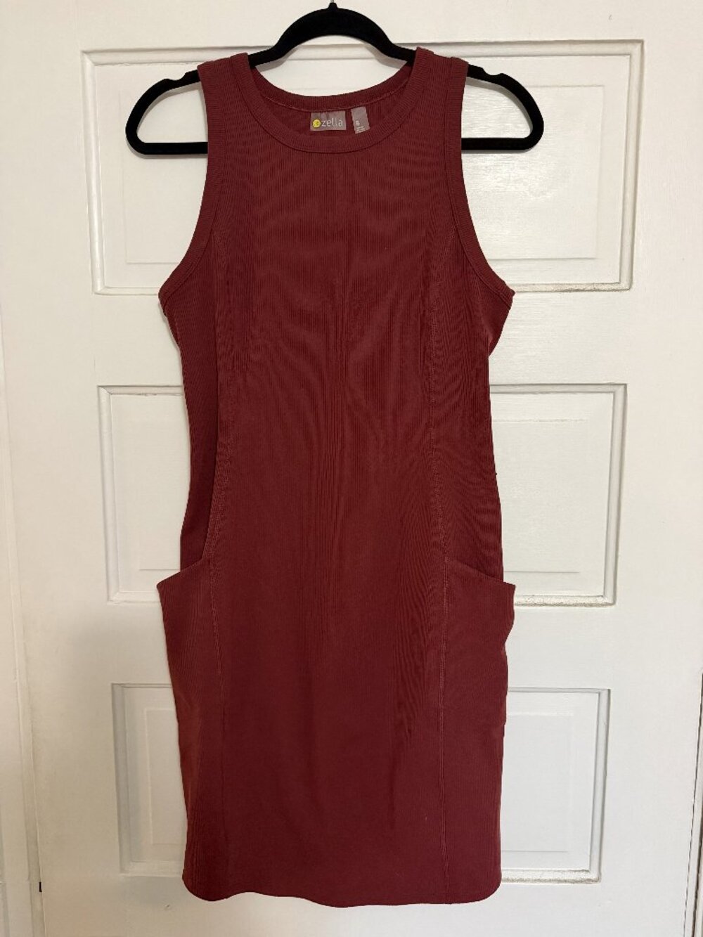 Zella Live In Rib Pocket Dress Burgundy Small